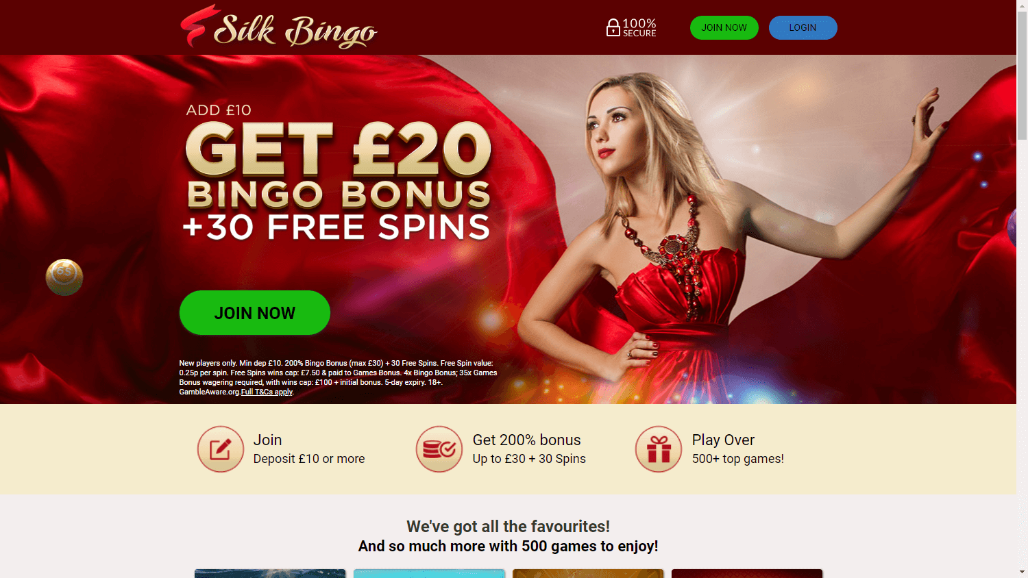 Silk Bingo Casino Desktop screenshot